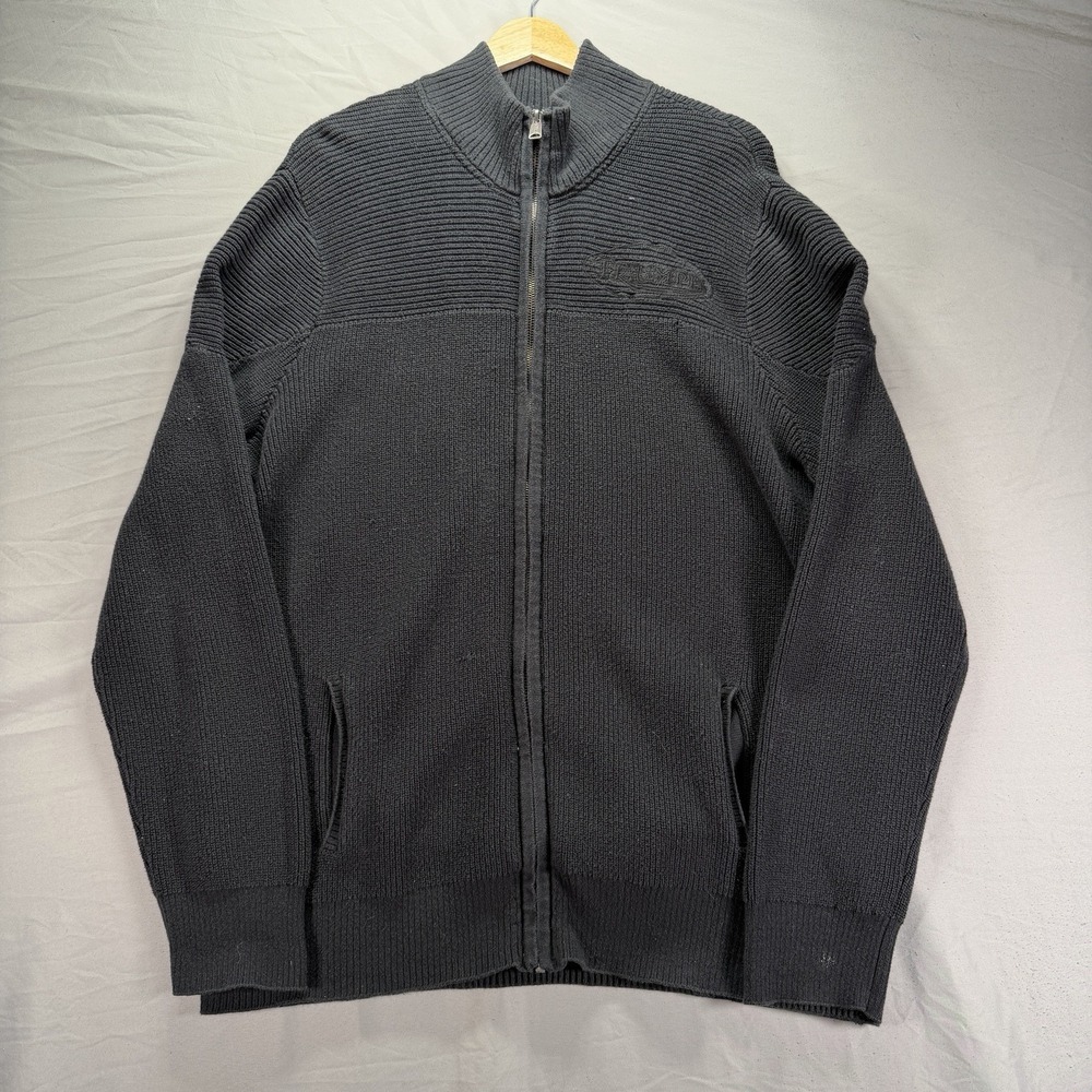 Lucky Brand x Triumph Motorcycles Sweater Mens 2XL Black Full Zip Cardigan